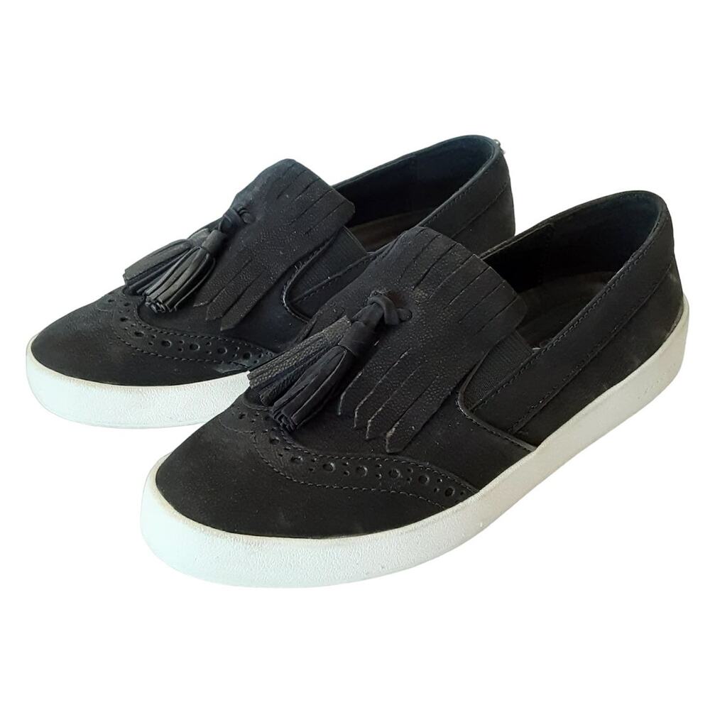 Cole Haan GrandPro Spectator Flats Black Suede Kiltie Loafers Womens 6 Business